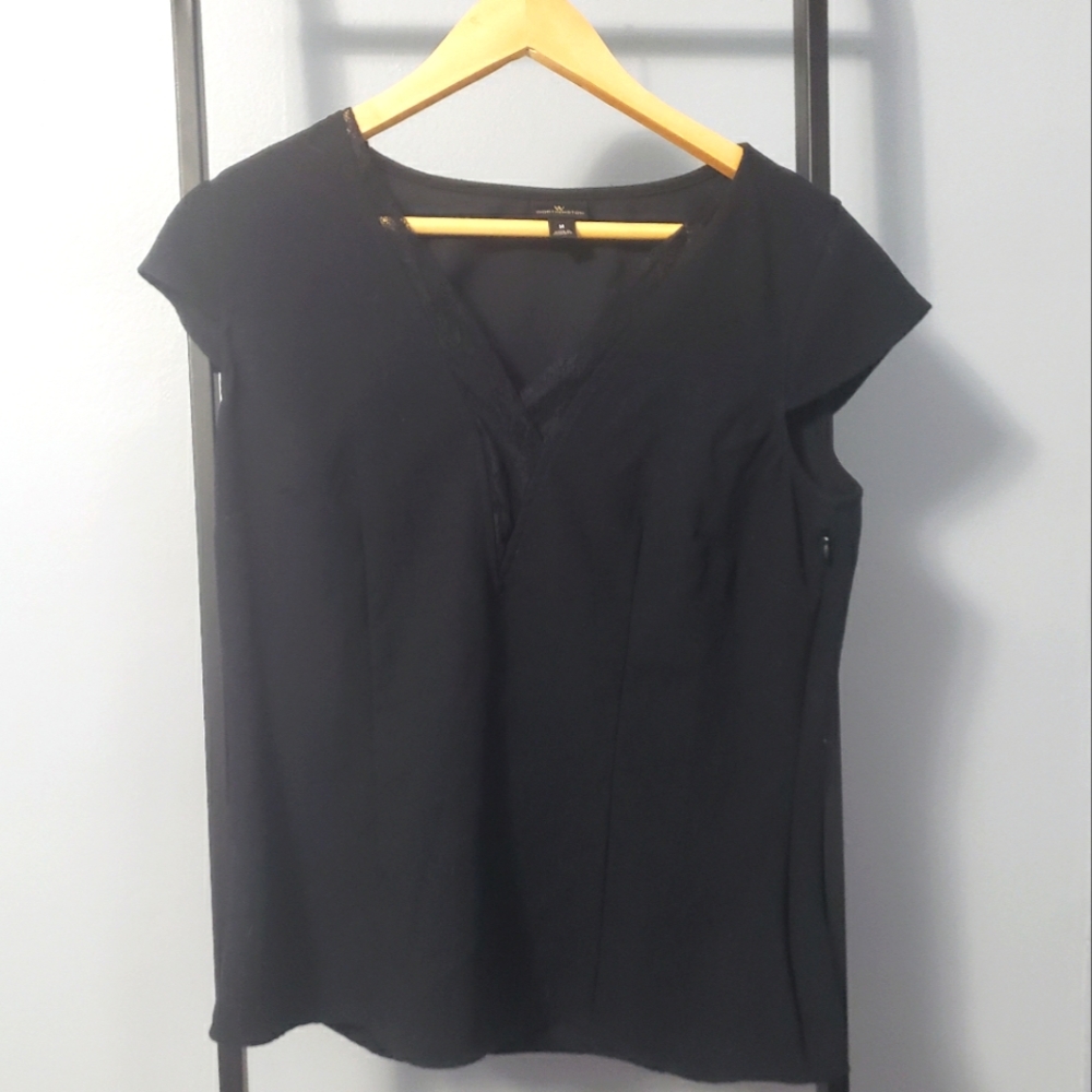 Worthington blouse lace accent zipper closure